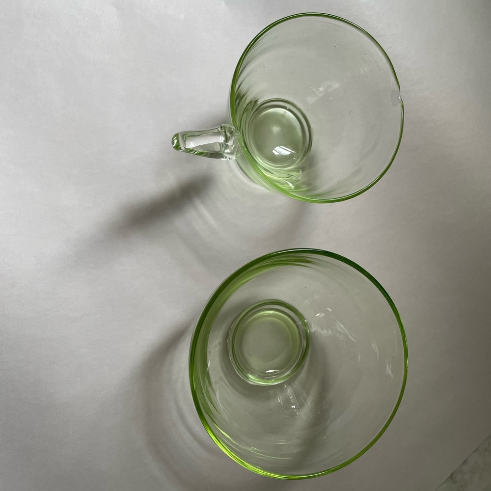 Uranium Glass Cream and Sugar